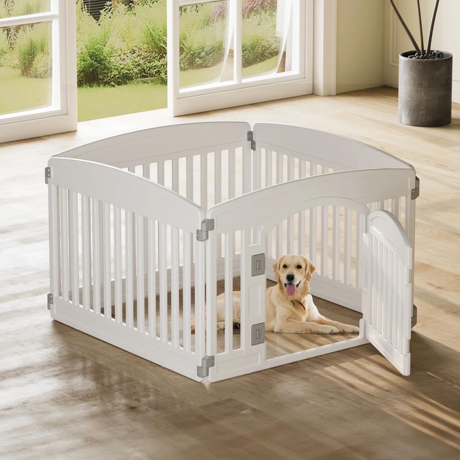 

JHK Dog Playpen | Safe & Secure Indoor/Outdoor Pet Fence | Folding & Portable | Easy to Clean