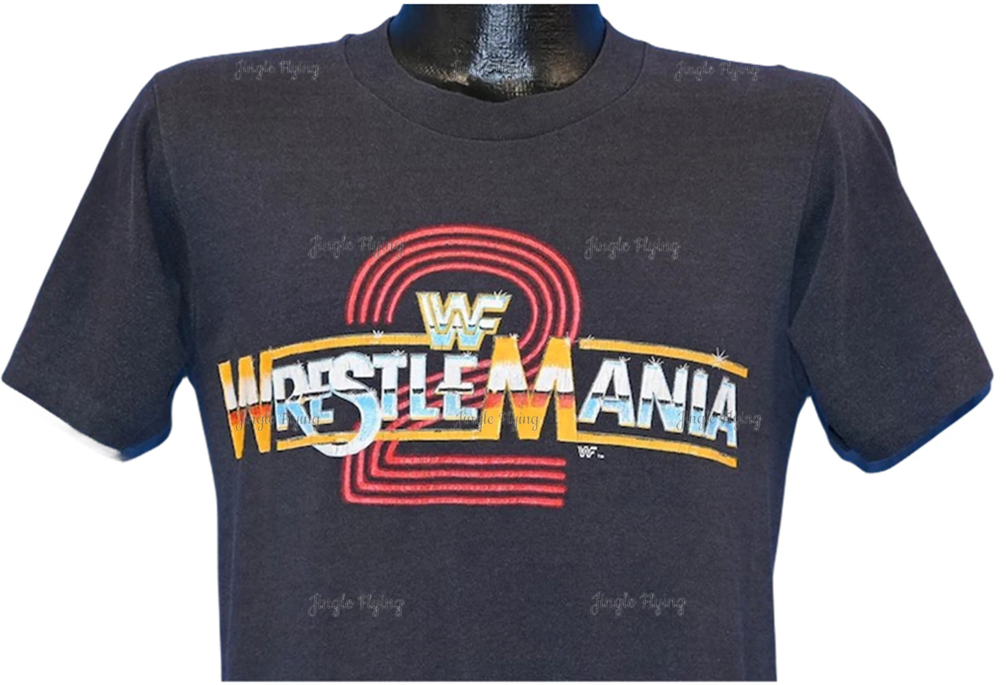 80s Wrestlemania 2 Wwf Promo Logo Wrestling Mens Cotton T-shirt