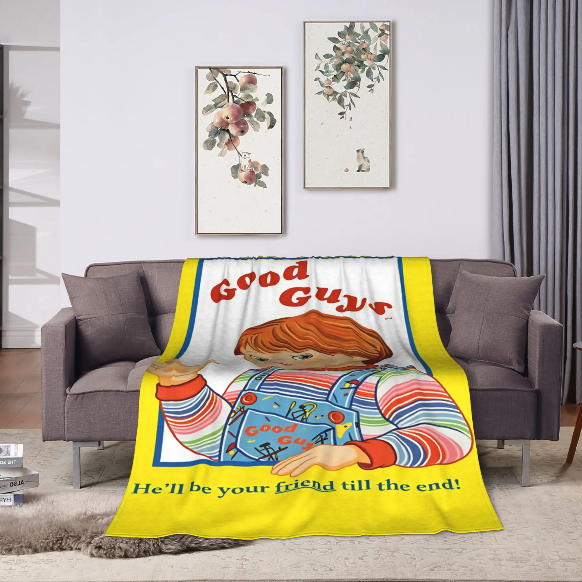 Good Guys Chucky  Flannel Blankets  Warm Soft Throw Blanket for Bedroom Camping Novelty Bedspread Sofa Bed Cover