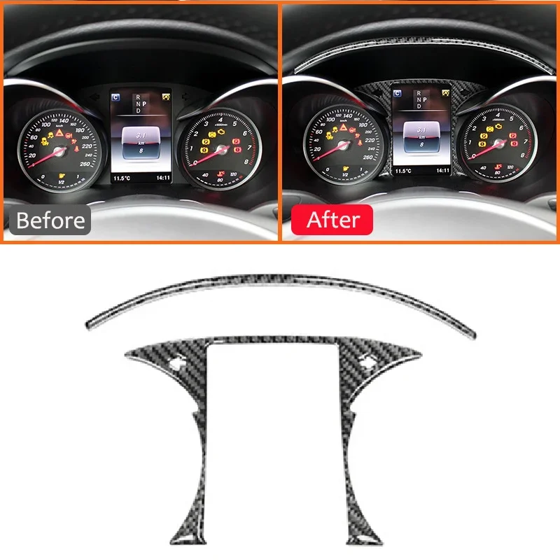 

Carbon Fiber Car Instrument Screen Panel Trim Frame For Mercedes Benz 2016-2019 C Class GLC W205 Interior Decoration Sticker