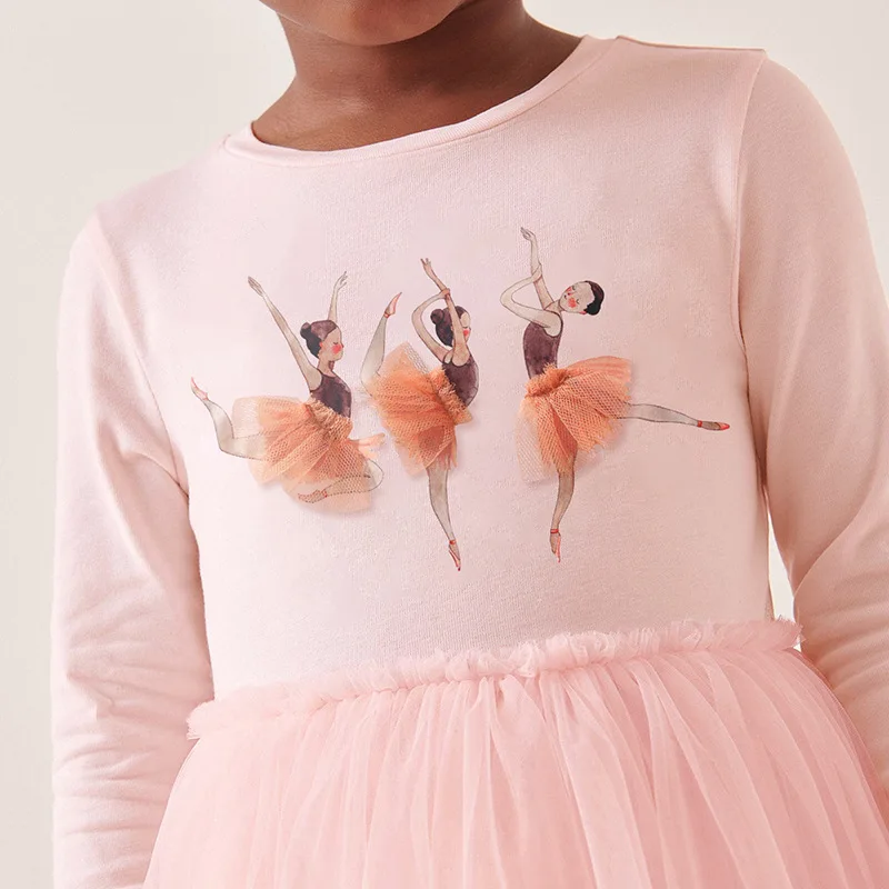 

Children's Dress Autumn Cotton Girls' Mesh Skirt Cartoon Print Kids' Dress