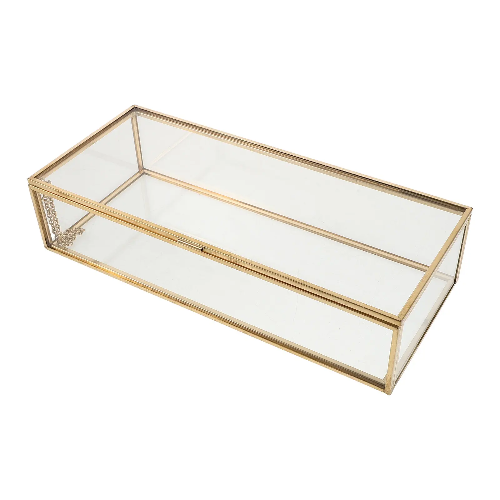 

Vintage Glass Jewelry Box 9.2x4x2 Inch Rectangle Lidded Display Case Clear Keepsake Storage for Rings Earrings Trinkets Home