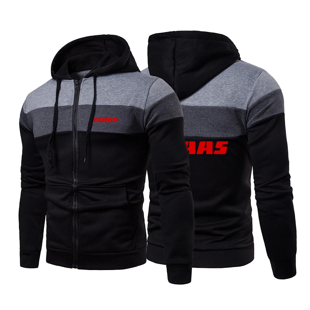 

2023 New Men's CLAAS Printing Fashion Three-Color Stitching Casual Hooded Harajuku Fleece Streetwear Zipper Jackets Hoodies Coat