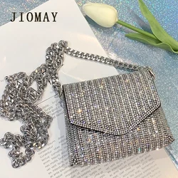 JIOMAY Mini torba na ramię dla kobiet markowe torebki i torebki Bling Rhinestone kopertówki dziewczęca torba na ramię z łańcuszkiem hurtownia