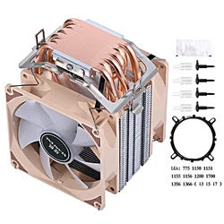 6 Heat Pipe PC Cooling Fan  CPU Processor Suitable For Installing LGA775 115x 1200 1700 1356 1366 i5 i7 AMD PWM Speed Regulation