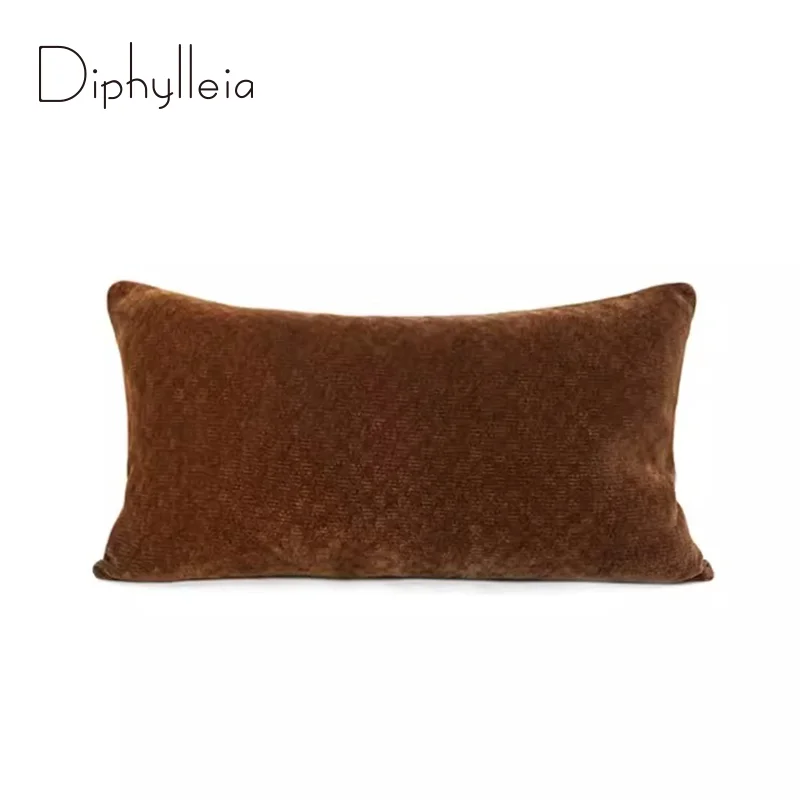 Diphylleia Brown Braid Textured Lattice Geometry Quilted Cushion Cover Modern Luxury Lumbar Pillow Case Italy FF Casa Home Decor