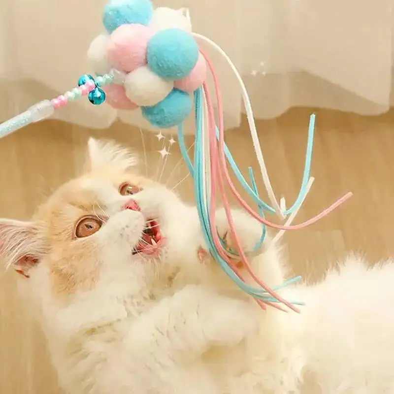 

Feather Interactive Teasing Sticks With Bell Self Play Bells Bite Resistant Funny Cat Toys