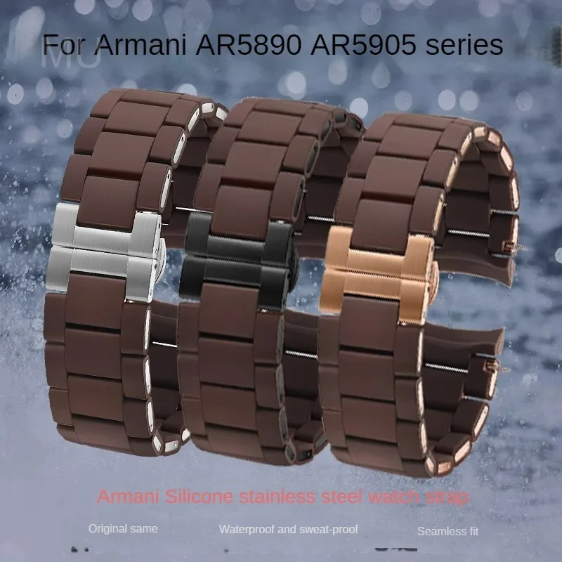 For Armani  AR5890 AR5905 AR5919 AR5920 for Men and Women 20mm 23mm High Quality Silicone Stainless Steel Watch Strap