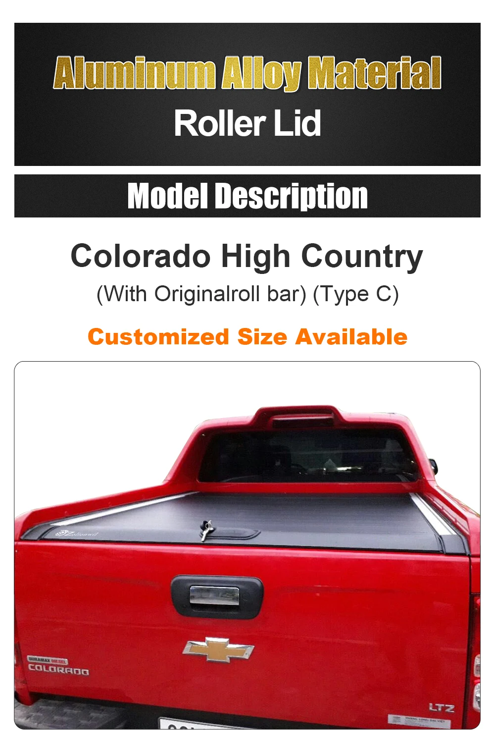 Truck accessories pickup Aluminum roller shutter manual tonneau cover for Colorado