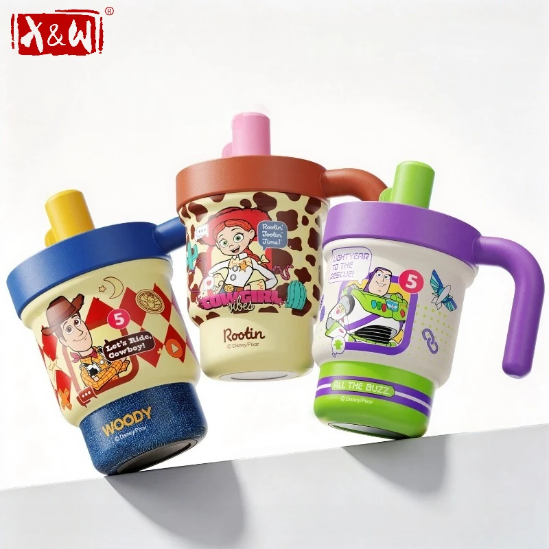 Vaso Térmico X&W Toy Story de 550 ml, Acero Inoxidable 316 con Revestimiento Cerámico, Taza de Café Portátil para el Hogar/Oficina, Taza con Pajita para Escritorio
