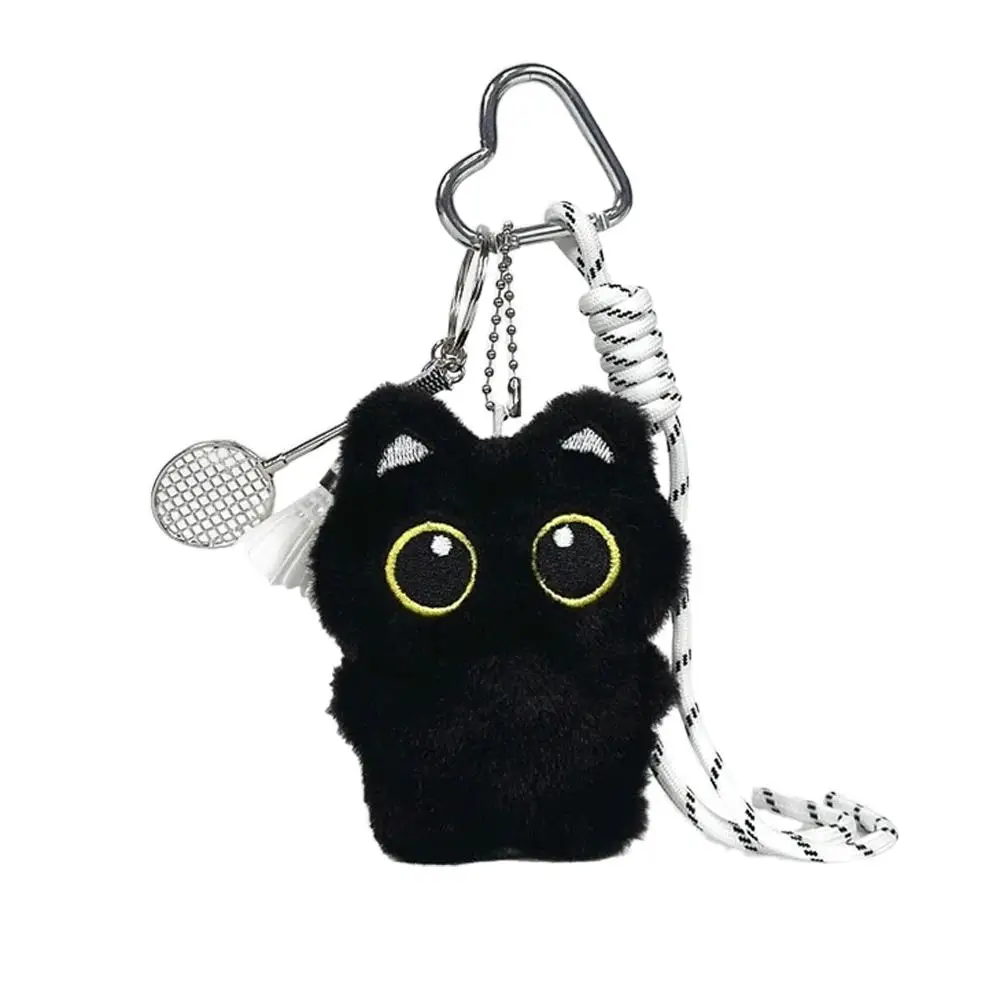 Süße schwarze Katze Plüschtier Puppe Schlüsselanhänger kleiner Anhänger Auto Schlüsselanhänger Kätzchen Spielzeug Puppe für Jungen Mädchen Geburtstagsgeschenke