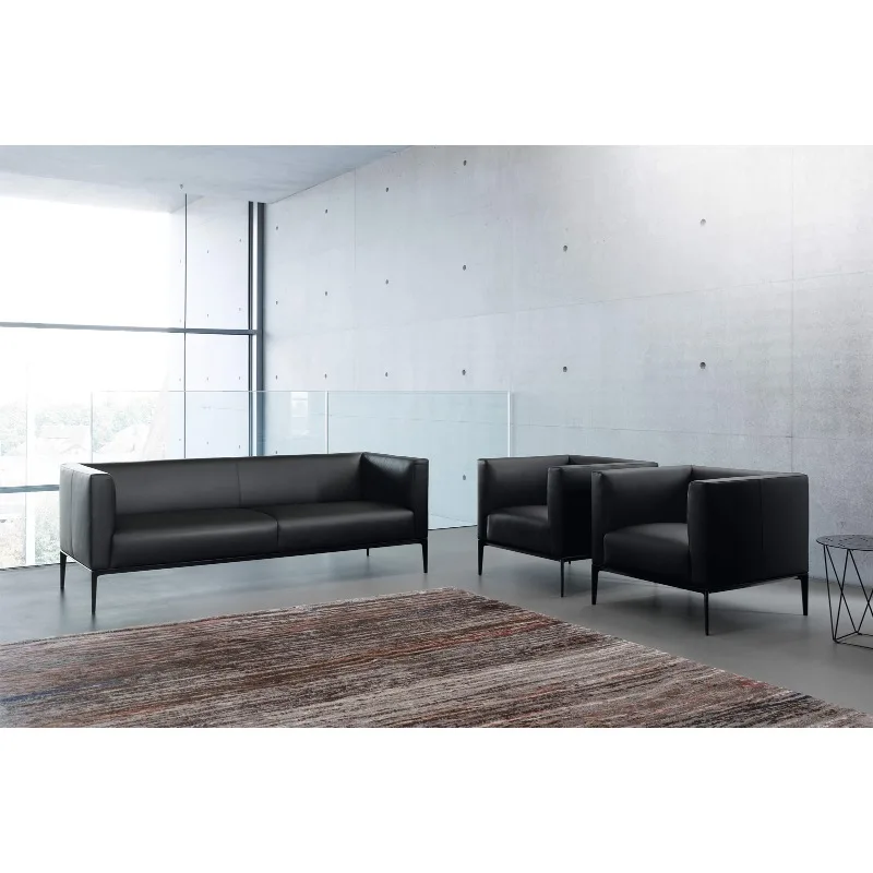 China Classic Black Sofa Customizable Couches Office Room Furniture Sofa Set Leather Sectional Couch