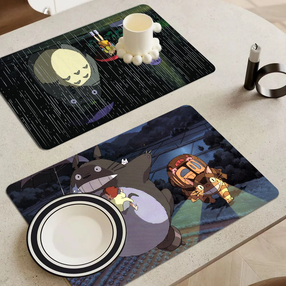 Anime S-Studio G-Ghiblis Kitchen Tableware Dish Drying Mats Desk Drain Pad Heat Resistant Counter Top Mat Non-slip Placemat