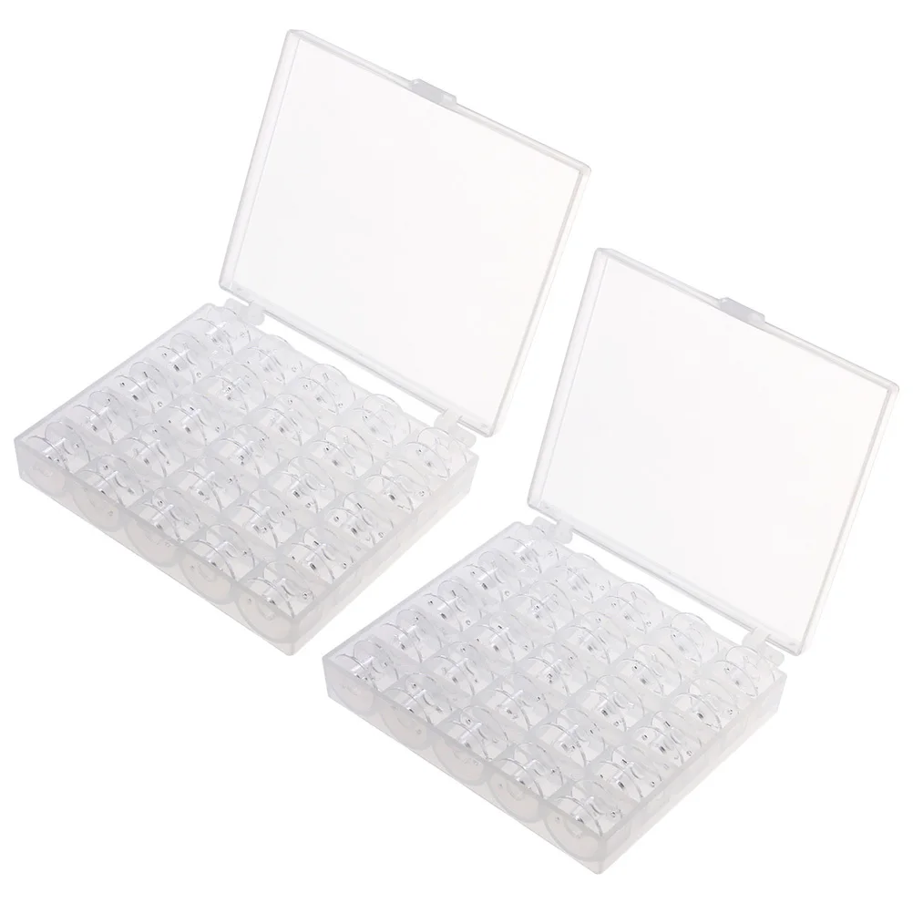 

50Pcs Sewing Machine Bobbins Clear Plastic Spools Domestic Bobbins Easy Carry Lightweight for Embroidery and Sewing