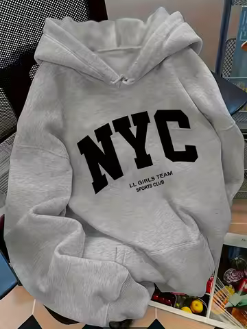 Women'S Light NYC Pattern Hooded Sweatshirt Oversized Comfortable Fabric Fashion Casual HipHop Sweatshirt Harajuku Unisex
