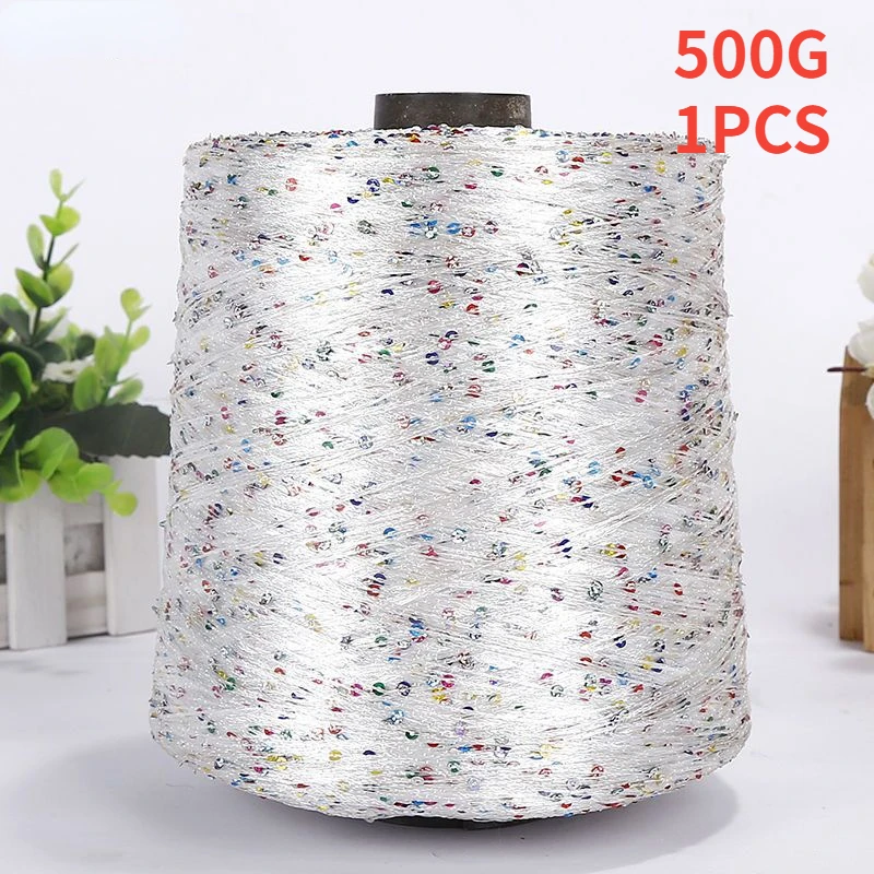 500g/Ball Special Sequin Yarn DIY Garment Accessorie Pure Cotton Sequin Yarn Baby Cotton Thread Hand-woven Big Twist Tubula Yarn