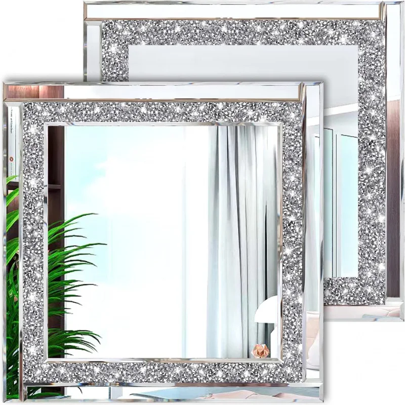 

Meetart Crush Silver Mirror 12'' x 12'' 2PCS,Frameless Stylish Gorgeous Decor Glam Glass Mirror. Bed