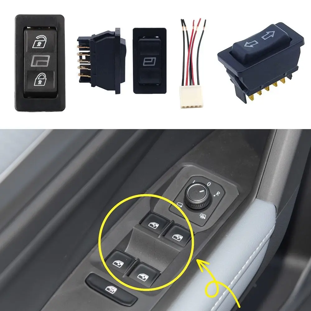 

3 in 1 12V20A Car Door Power Switch OEM Replacement Universal Door Glass Control 5 Pins Lock Control Switch Car Interior