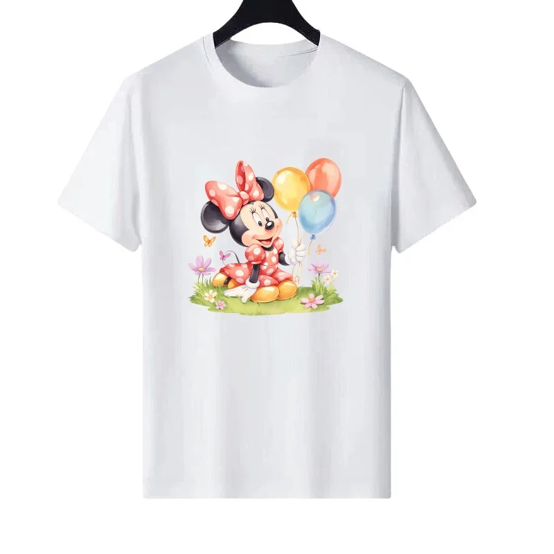 

Женская одежда для родителей и детей с рисунком Минни Маус Диснея, летние белые модные топы, женские дешевые футболки с короткими рукавами, блузки