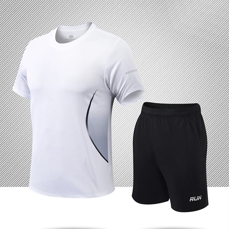 Set da 2 pezzi da uomo, tute sportive da jogging, allenamento in palestra, abbigliamento da allenamento, set da corsa, tuta da maratona, maglie da ciclismo all'aperto