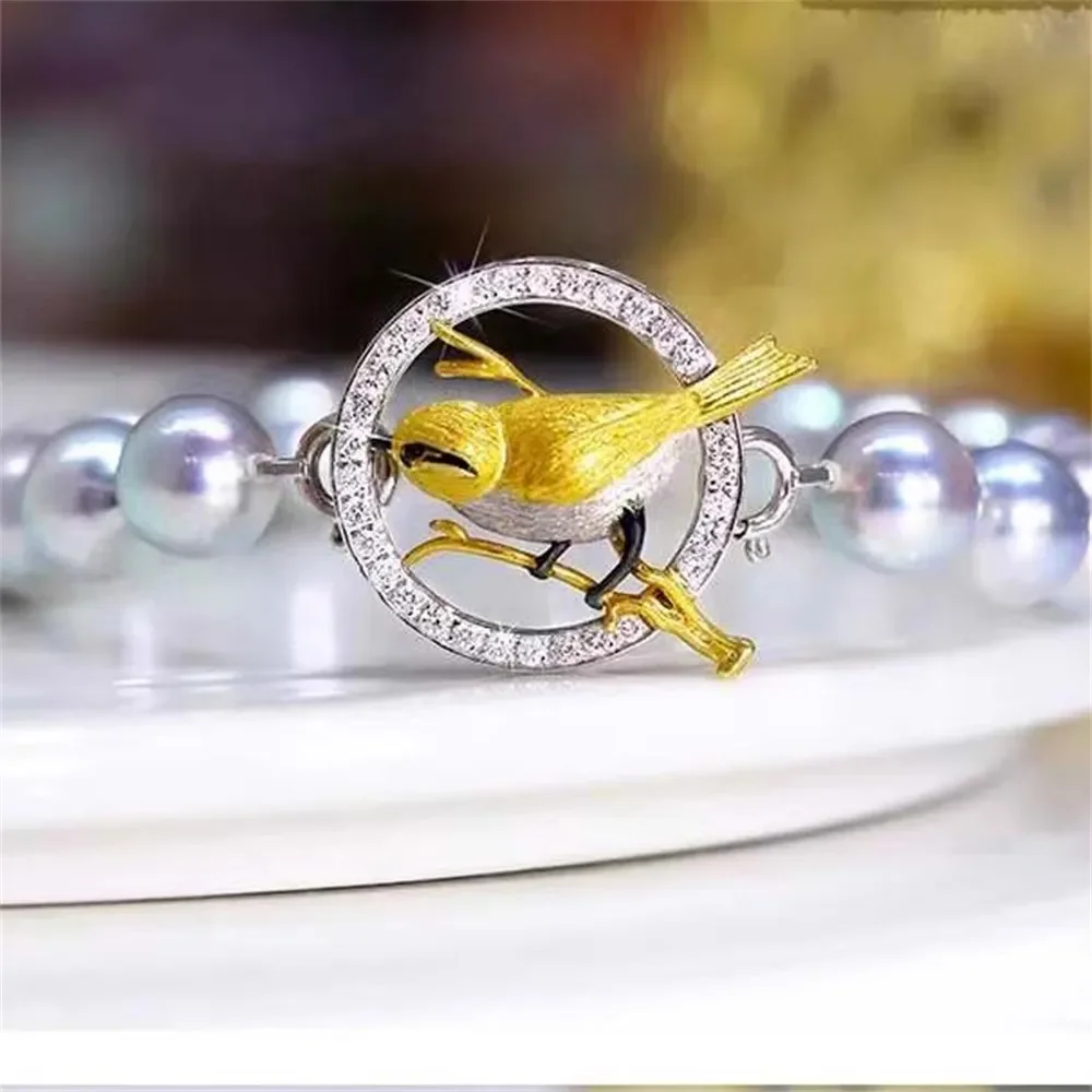 

DIY Pearl Accessories S925 Sterling Silver Single Breasted Dual-purpose Pendant Necklace Bracelet Beaded Buckle K236