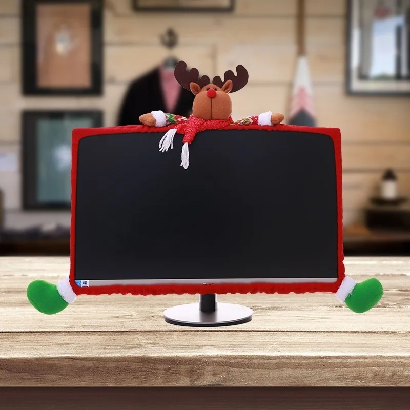 Cubierta navideña para ordenador, gorro festivo de Papá Noel y diseño de regalo, decoración temática navideña para el hogar y la Oficina, cubierta para ordenador de escritorio/pc, 1 ud.