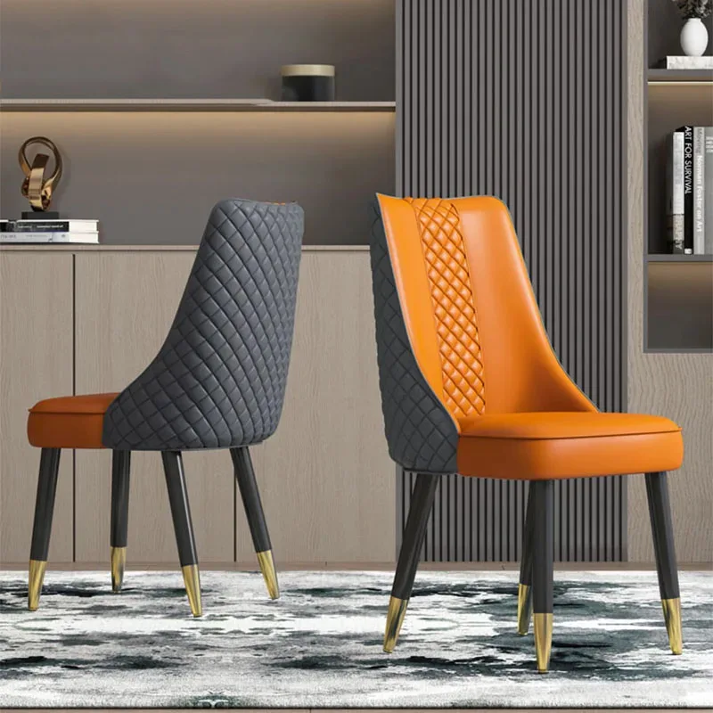 Light luxury dining chairs, Nordic Italian elegant leather chairs, household solid wood Nordic chairs, hotel Tabulete furniture