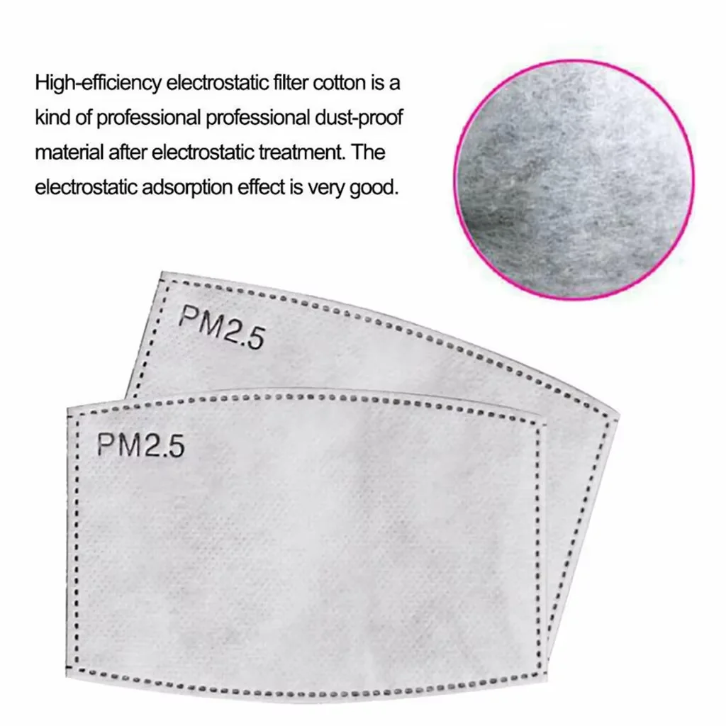 5 Layers PM2.5 Filter Mask Activated Carbon Paper Adult Masks Anti Dust Haze Mouth Face Mask Filters Disposable Replaceable