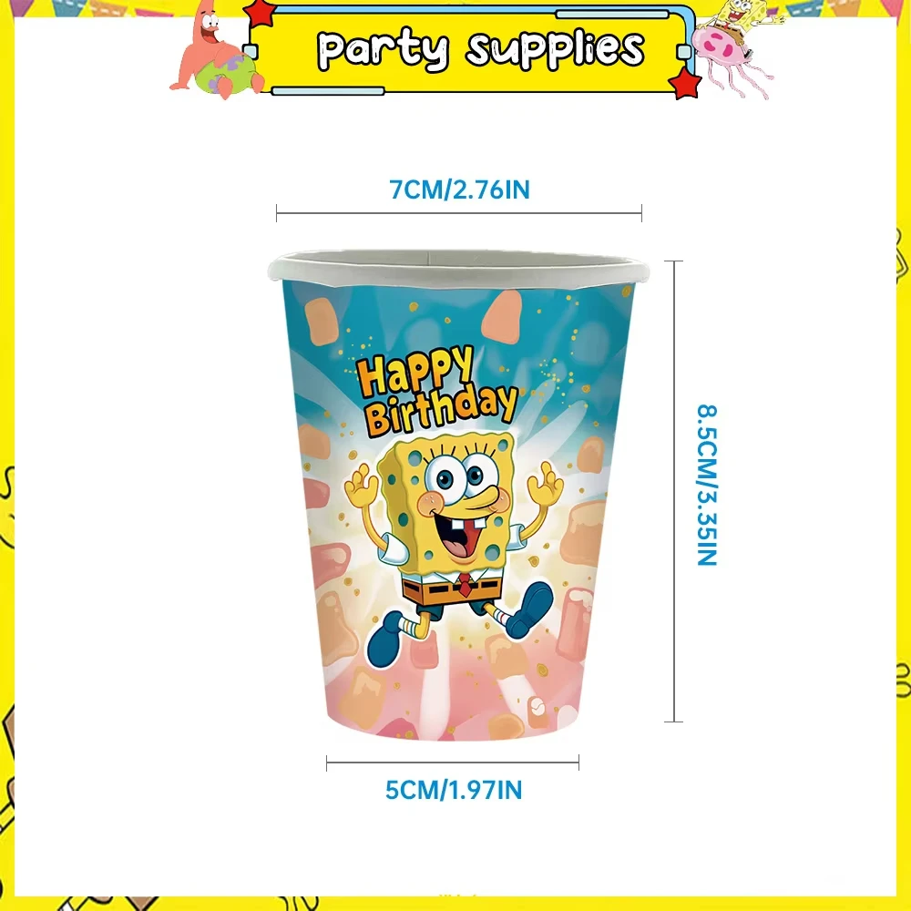Sponge-Bobs Theme Cartoon Birthday Balloon Party Decoration Plate Cups Napkin Topper Tablecloth Kids Birthday Banner Baby Shower view 6