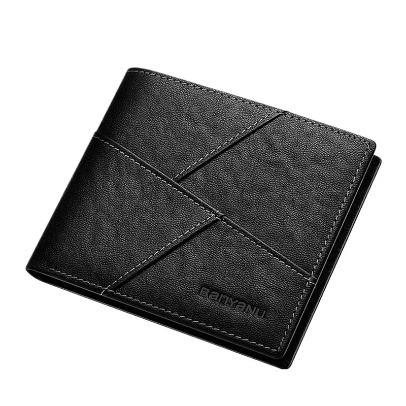 

Fashion Ultra Thin Men Purse Short Credit Card Holder Anti RFID Cow Genuine Leather Wallet for Man Gifts New 2024