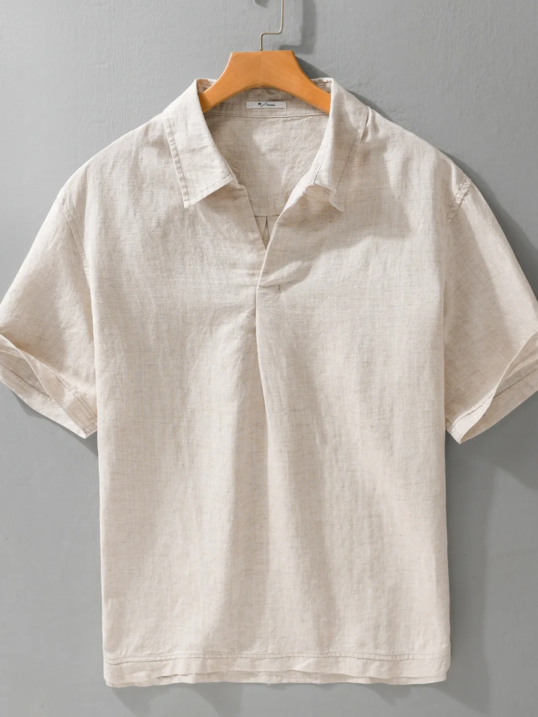 

Casual Linen Short Sleeve Shirt Men Summer Thin Breathable Lyocell Casual T-Shirt Loose Fit Pocket Daily Wear China Made