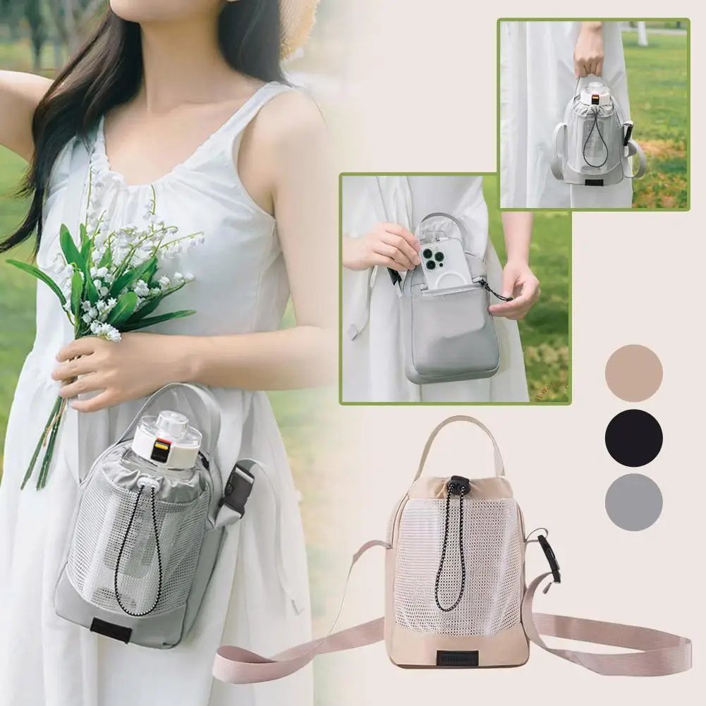 

Outdoor Water Bottle Bag - Large Capacity Waterproof Drawstring Travel & Portable Bag Storage Pouch Cup Crossbody Water Pho M1g6