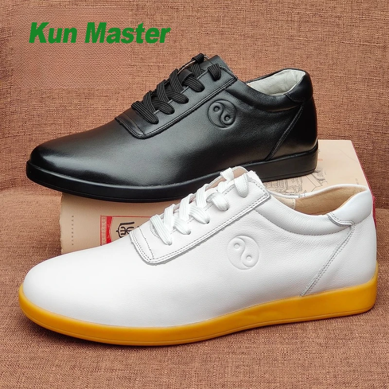 Tai Chi Shoes Martial Arts Genuine Leather Premium Cowhide Lightweight Non Slip Wushu Shoes Comfortable Taiji Practice Footwear