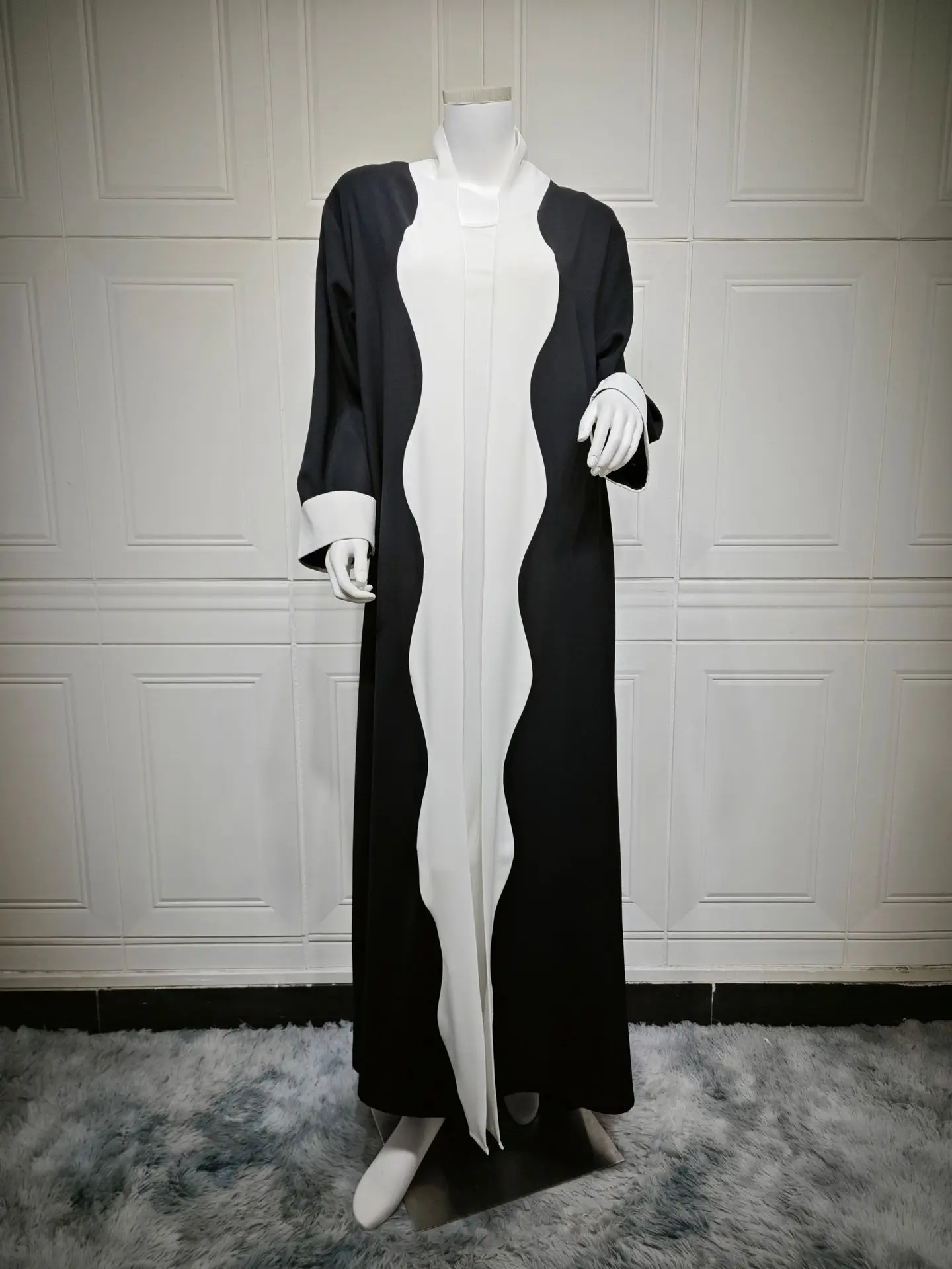 Femmes musulmanes arabe dubaï noir blanc mode femmes vêtements Cardigan Robe moyen-orient ABaya Robe