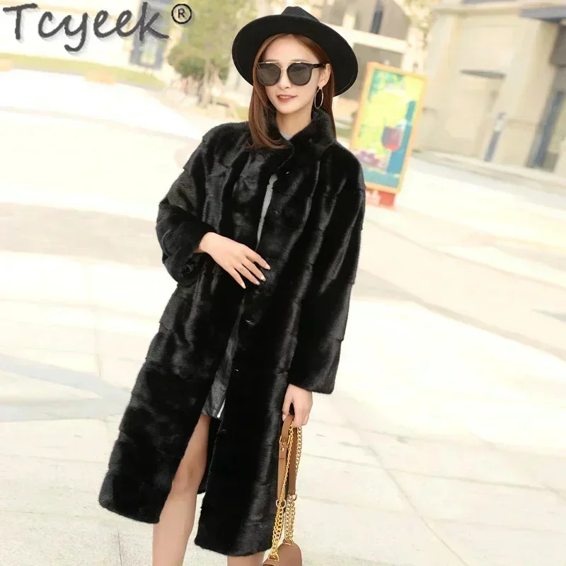 Natural Tcyeek Jacket for Women Real Fur Coats 2024 Mid-length Whole Female Mink Coat Winter Women's fur Jackets