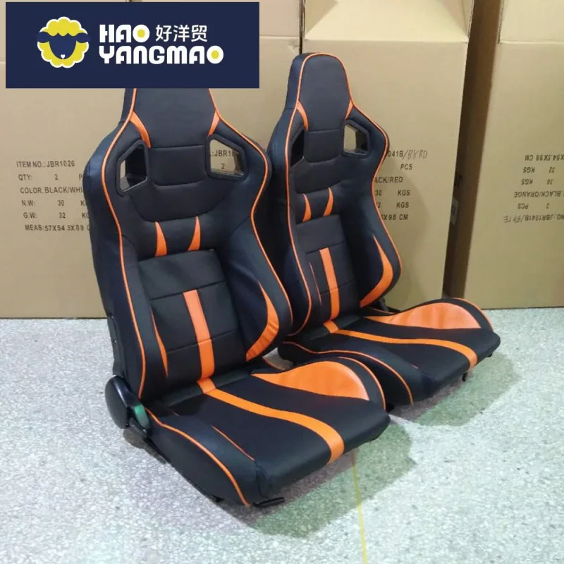 Suitable for Universal Racing Bucket Seats Black PVC Leather Body with Double Slider Reclining Feature Modified Car Seats