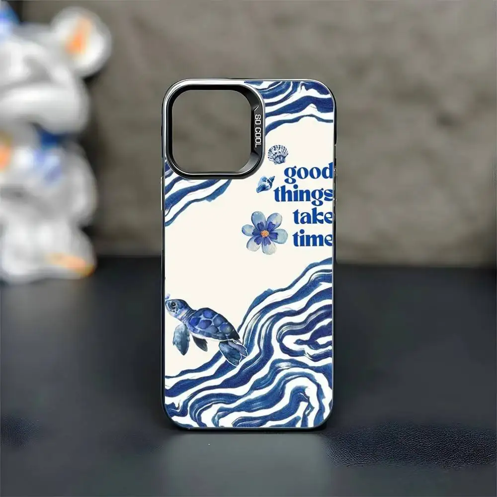 Marine turtles Phone Case For iPhone 16,15,14,13,12,11,Mini,Pro,MAX Black Matte Shockproof Cover