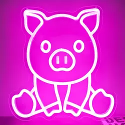 Sitting Pig Led Neon Light Dimmable Sign USBPowered Aesthetics Neon Sign For Wall Decor Room Party Shop Club Decor Birthday Gift
