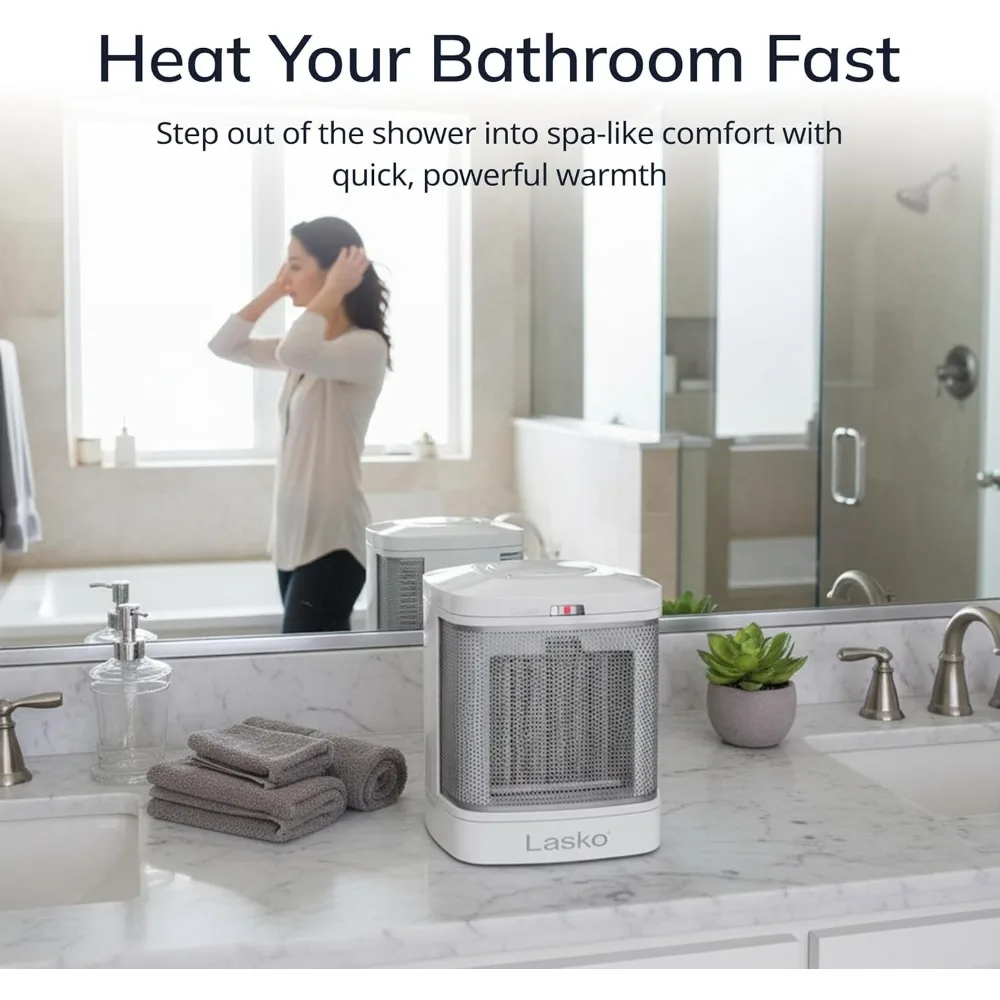 Pemanas Ruangan Keramik Portabel dengan Steker Pengaman ALCI, 2 Pengaturan Panas, 1500W untuk Penggunaan di Kamar Mandi