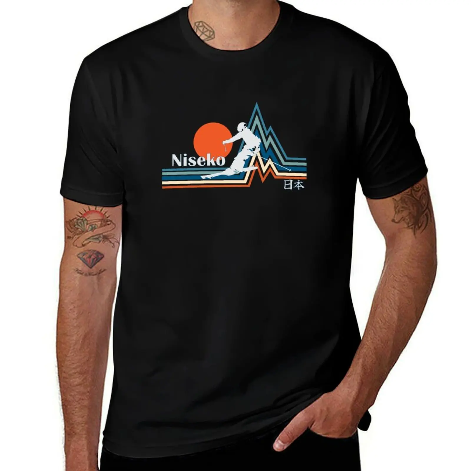 100 destino Retro para camisa Niseko por ciento montaña-t hombre algodón camiseta Japón diseño hombre esquí camiseta