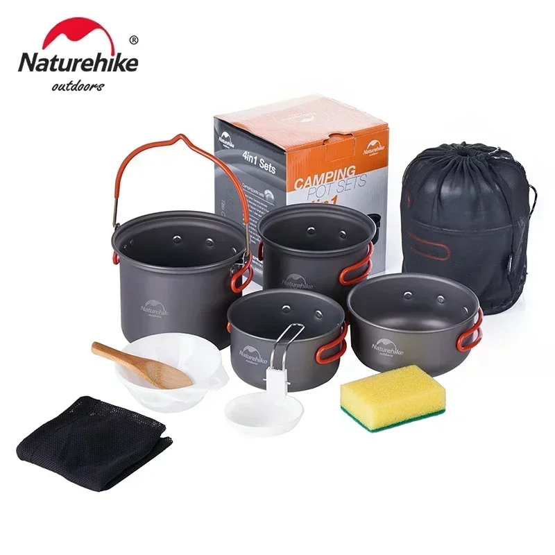 

Naturehike Camping Cooking Set Outdoor Picnic Pot Ultralight Portable Cookware 2-3 Person Hiking Non Stick Pots road dishes