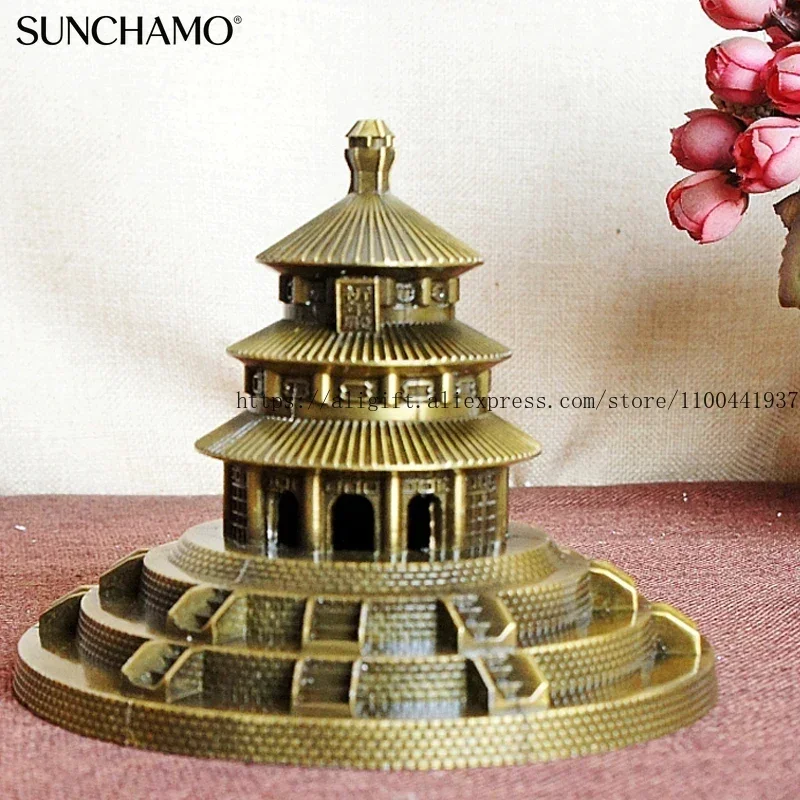 الإبداعية معدن سبائك الزنك الحرفية الحلي معبد السماء السياحية تذكارية ديكور المنزل النمط المعماري 15x15x12 سنتيمتر 1 قطعة #3