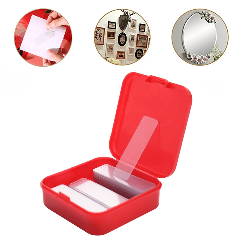 Reusable Double-sided Adhesive Tape Square Ultra-strong Waterproof Transparent Non-marking Stickers Tape 60Pcs/Box