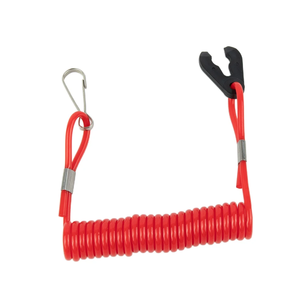 Boat Outboard Engine Motor Kill Stop Switch Safety Lanyard Clip Set 2pcs with Flexible Rotating Spring Hooks for Motorboat Use