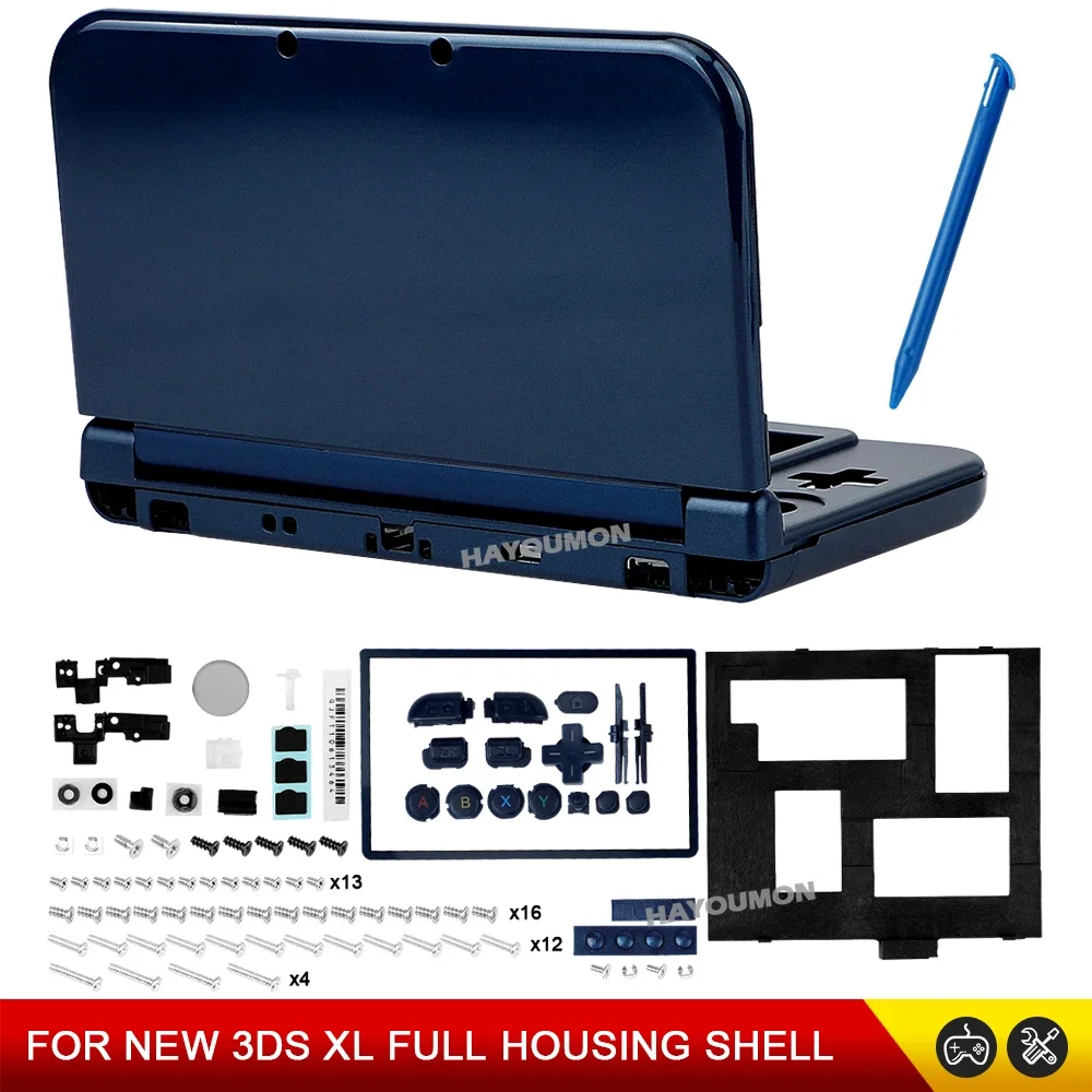 Blaue Farbe für NEW 3DS XL Komplettset Gehäuseabdeckung mit Knöpfen und Schrauben Ersatzgehäuse-Kit für NEW 3DS XL Gaming-Zubehör