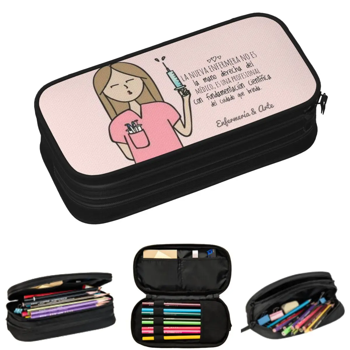 

Enfermera En Doctor Nurse Medical Pencil Cases for Students Gifts Pen Box Pencil Bag Large Capacity Pencil Pouch