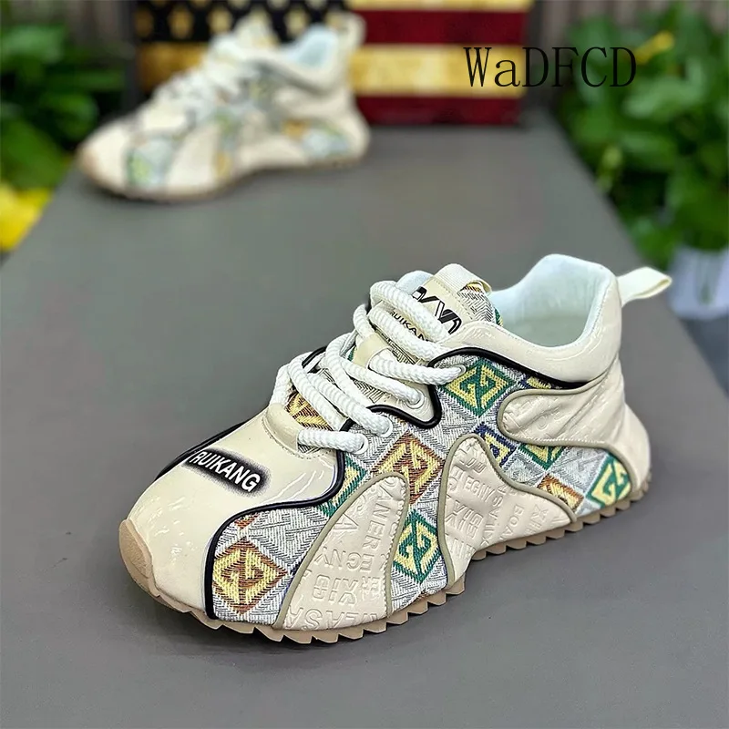 Chunky Sneakers Mens Designer Board Shoes Fashion Casual Microfiber Leather Fabric Breathable Increased Internal Platform Shoes