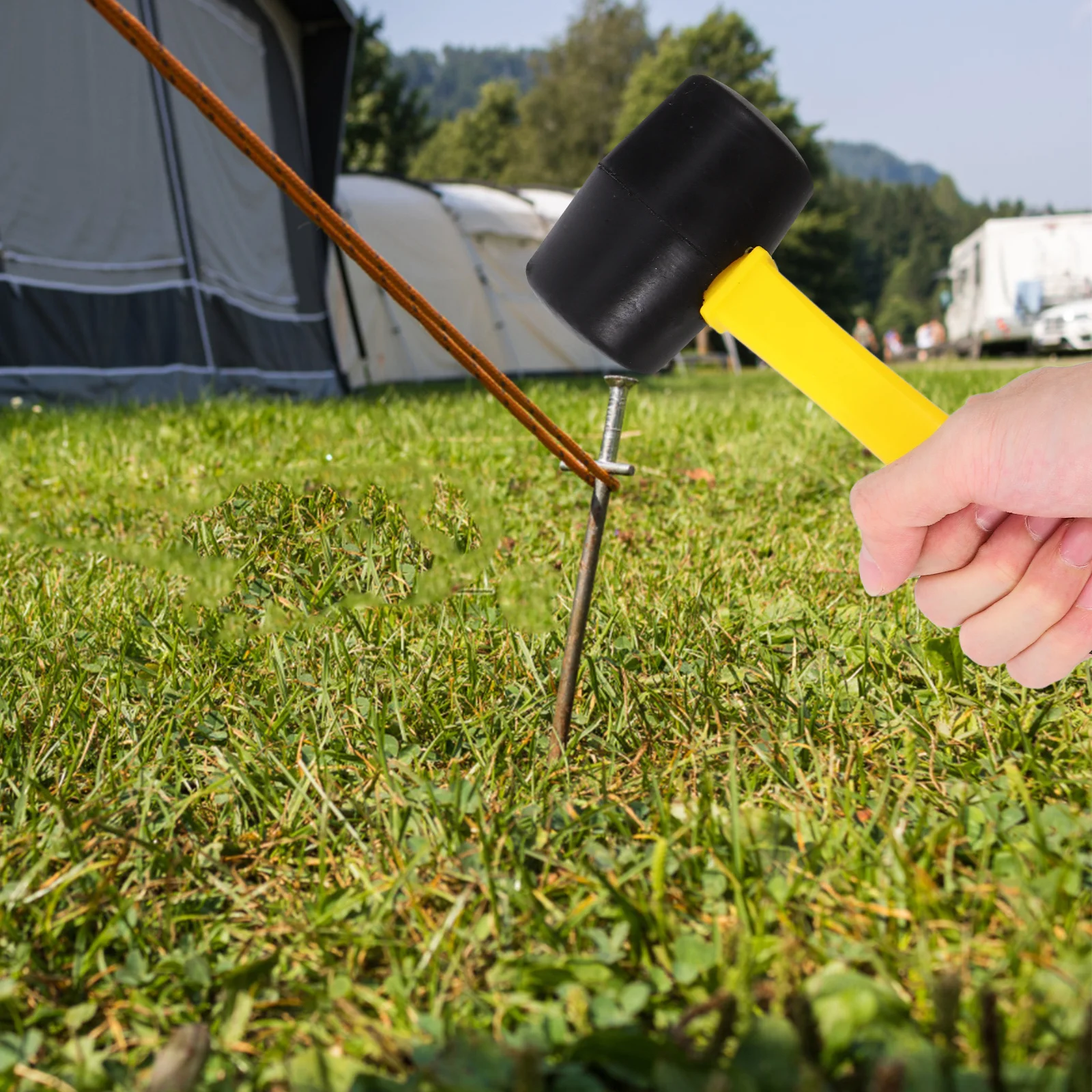 

Rubber Mounting Hammer Double Head Mini DIY Electric Paving Mallet Woodworking Camping Tent Stakes Durable Portable