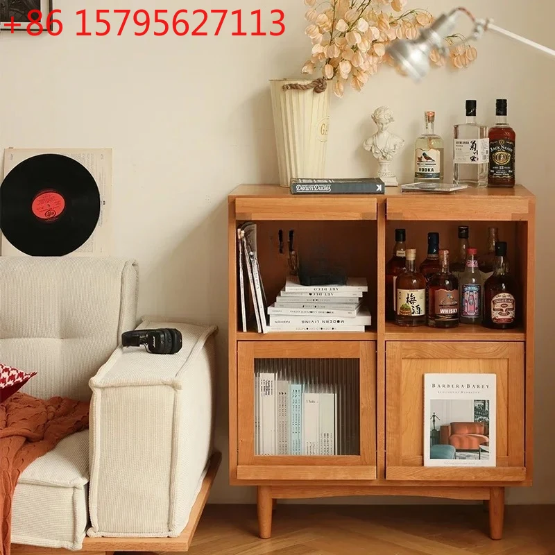 

Y13 Nordic solid wood bookcase, cherry wood magazine cabinet, living room display cabinet, dining side locker