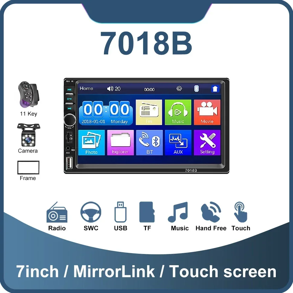 2 Din Car Radio 7 Inch Multimedia MP5 Player Car Audio Stereo Bluetooth USB TF FM BT Mirror Lin-k Mobile Phone Interconnection